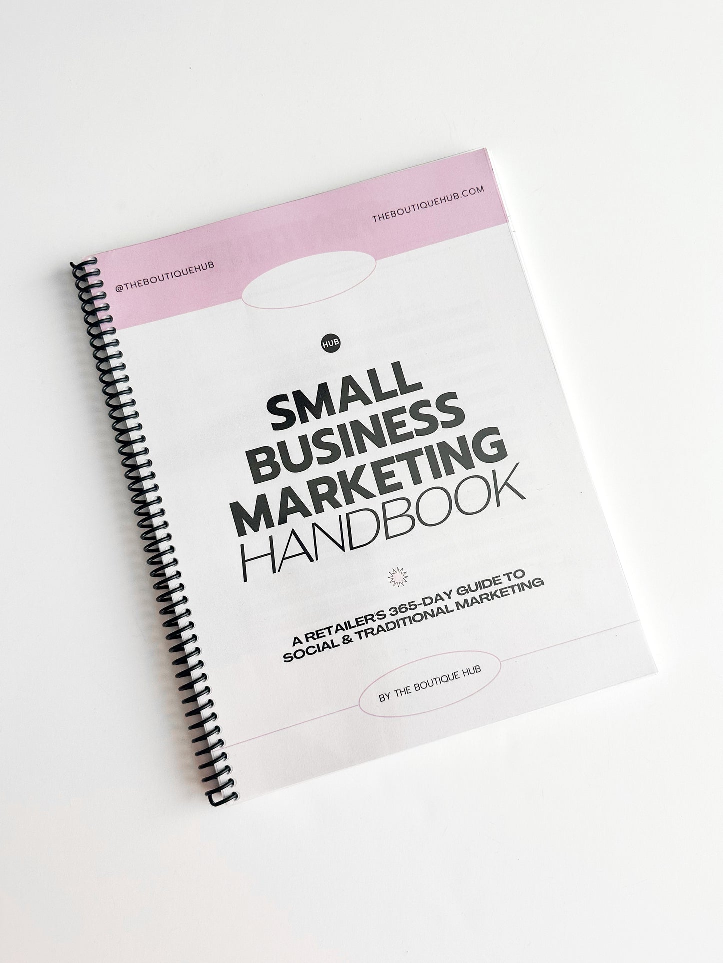 The Small Business Marketing Handbook, set against a white background, inspires you with ideas, collections, giveaways, promotions, and more.