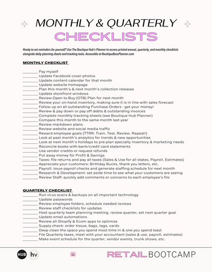 Retail Bootcamp Workbook - The Boutique Hub