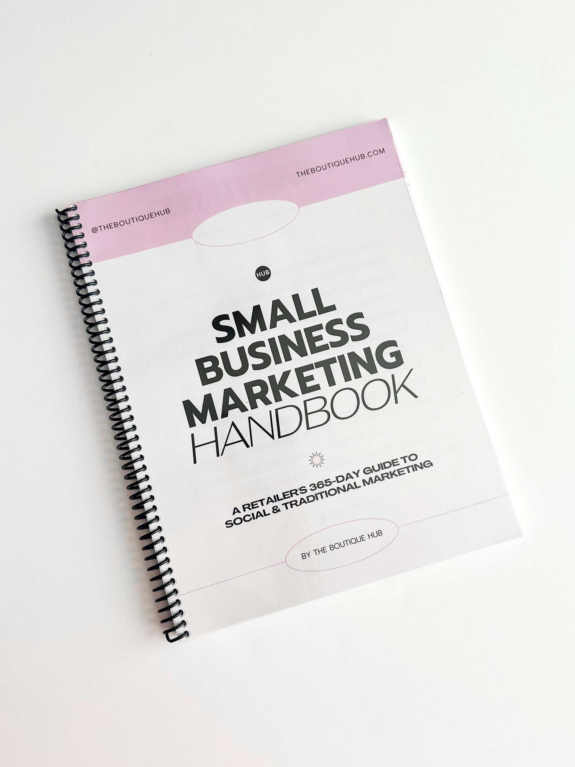 The Small Business Marketing Handbook, set against a white background, inspires you with ideas, collections, giveaways, promotions, and more. 
