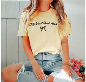Yellow Bow T-Shirt (Limeberry) - The Boutique Hub